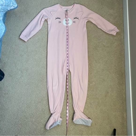(3 for$19) 1-Piece Pink Cat Fleece Footie Pajamas Carters 5T Kitten - Picture 8 of 9